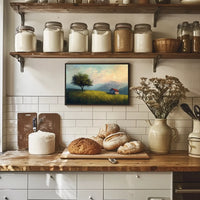 Serene Countryside Landscape with Cottage and Tree