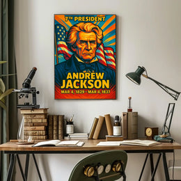 Andrew Jackson 7th President of the United States Colorful Comic Book Style Poster