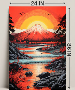 Radiant Mountain Sunset Poster PosterGoat