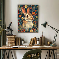 Enchanted Rabbit with Vibrant Flowers Animal Poster