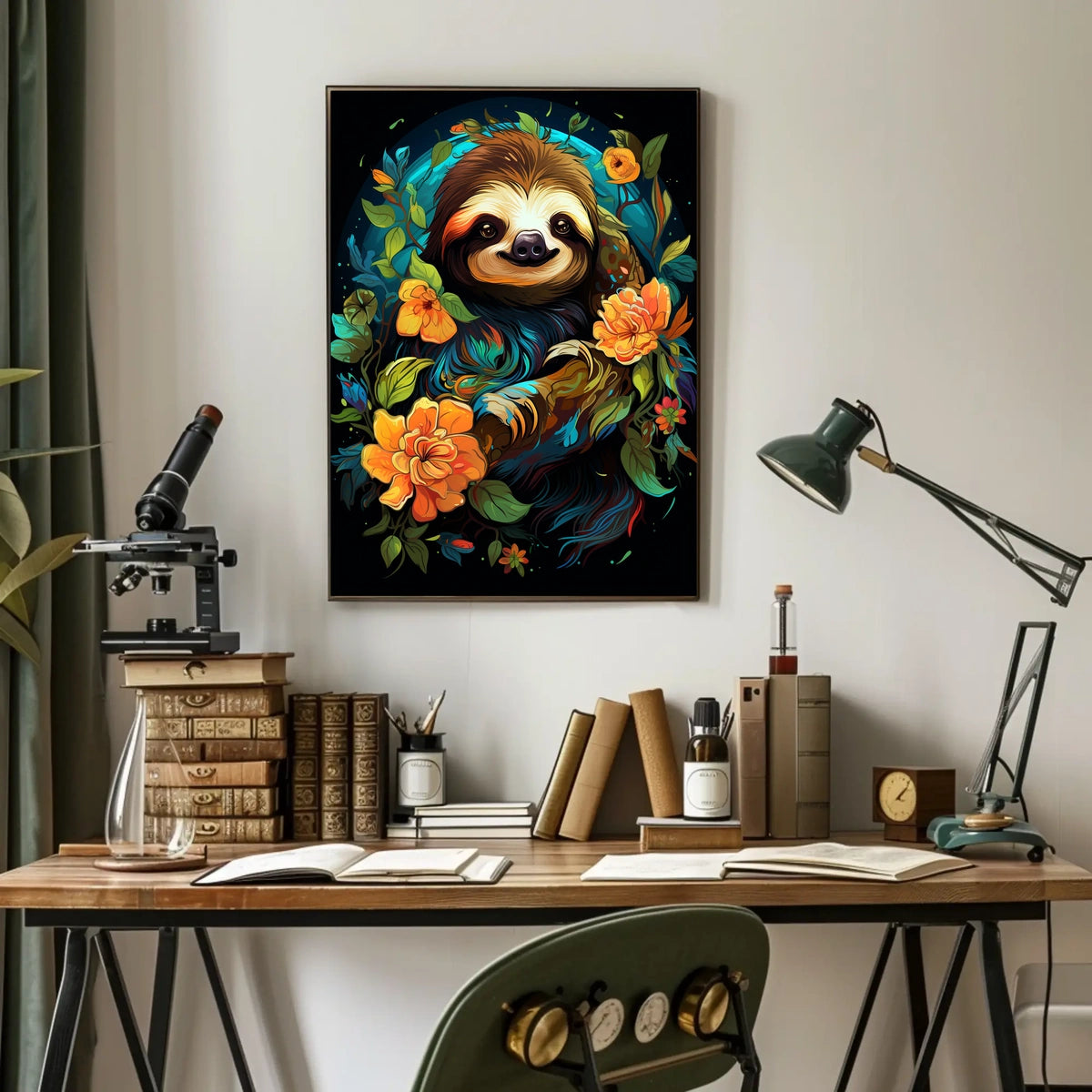 Enchanted Sloth In Bloom Poster