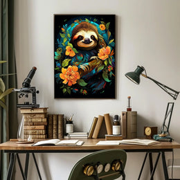 Enchanted Sloth In Bloom Poster