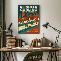 Reindeer Curling Competition Poster
