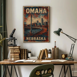 Omaha Cityscape Vintage Souvenir Poster