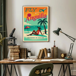Anguilla Vintage Travel Art Tropical Beach Paradise Travel Poster PosterGoat