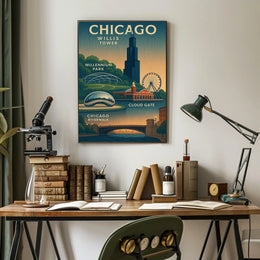 Discover Chicago Landmarks Poster
