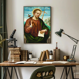 Saintly Portrait with Cross Poster
