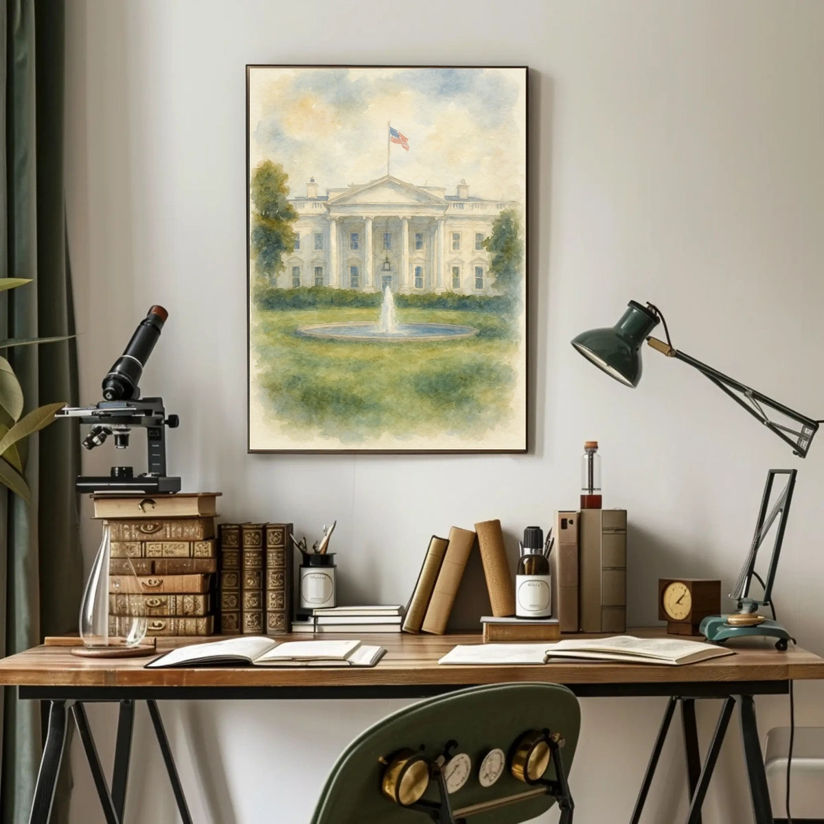 The White House in Watercolor Poster