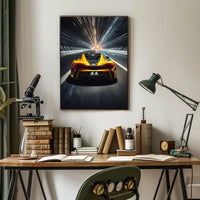 Sleek Modern Sports Car in Tunnel Futuristic Sci-Fi Poster