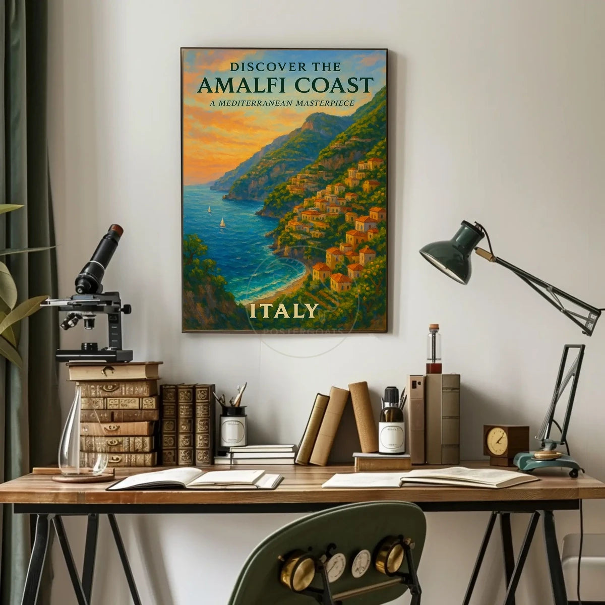 Amalfi Coast Sunset: Romantic Travel Poster