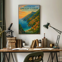 Amalfi Coast Sunset: Romantic Travel Poster