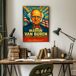 Martin Van Buren 8th President of the United States Colorful Comic Book Style Poster