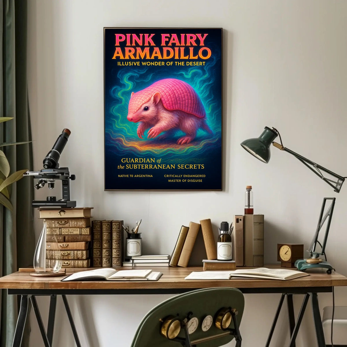 Pink Fairy Armadillo Illusive Wonder of the Desert Poster