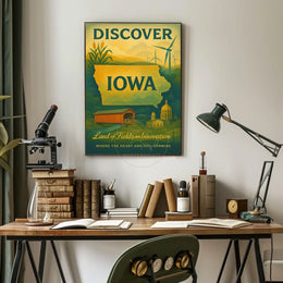 Discover Iowa: Vintage Travel Poster