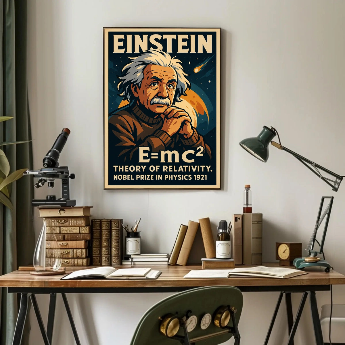 Einstein Relativity Vintage Science Wanderlust Poster