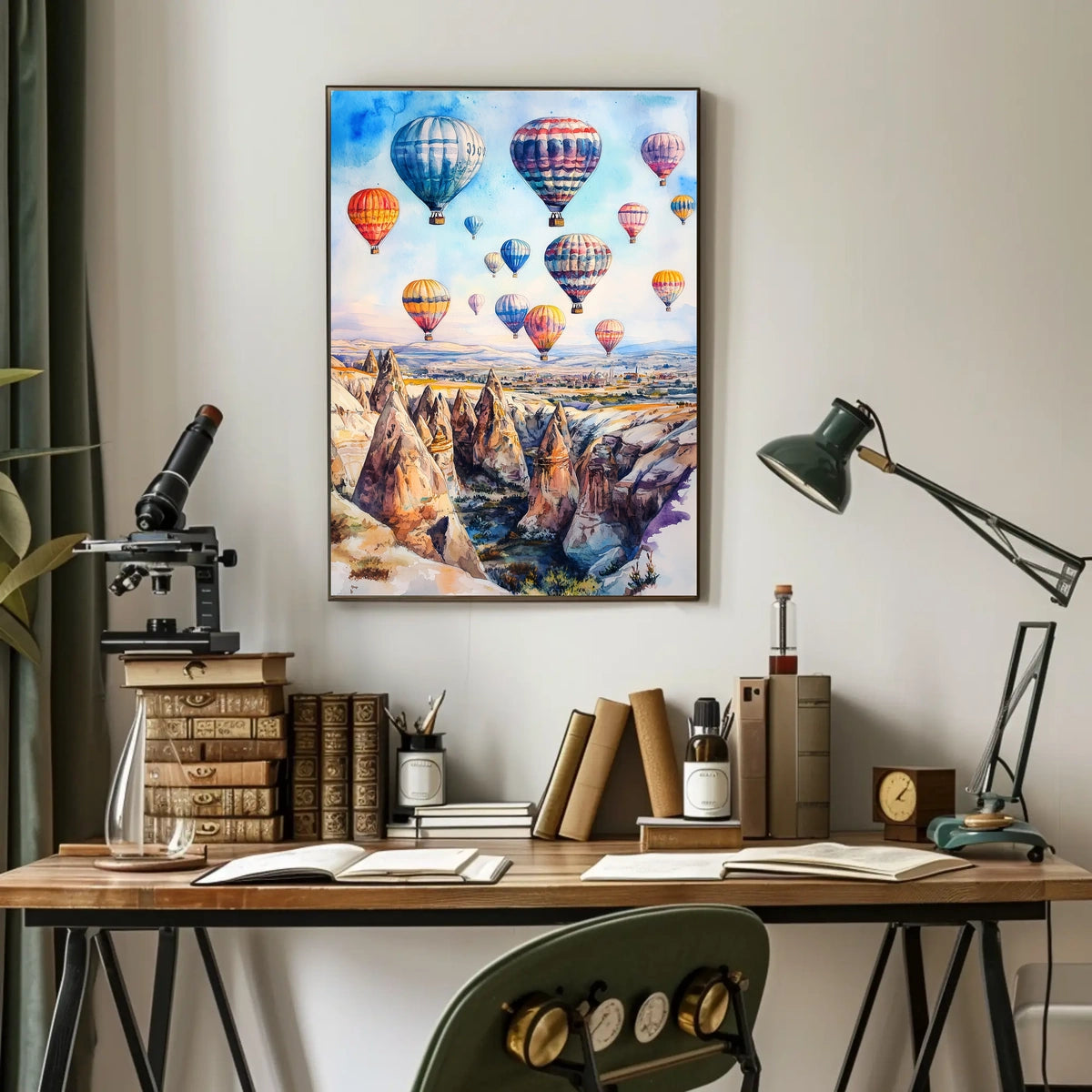 Turkey Cappadocia Hot Air Balloons Scenic Landscape Poster
