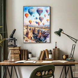 Turkey Cappadocia Hot Air Balloons Scenic Landscape Poster