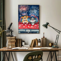 Watercolor Dog And Cat Portrait Artwork Soft Vintage Poster