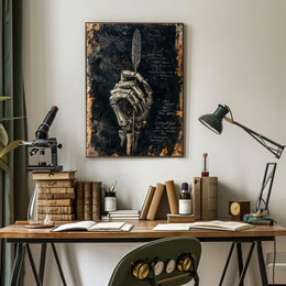 Artistic Skeletal Hand Feather Abstract, Artistic, or Pop Culture Poster
