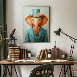 Dapper Elephant Whimsical Poster Art Print