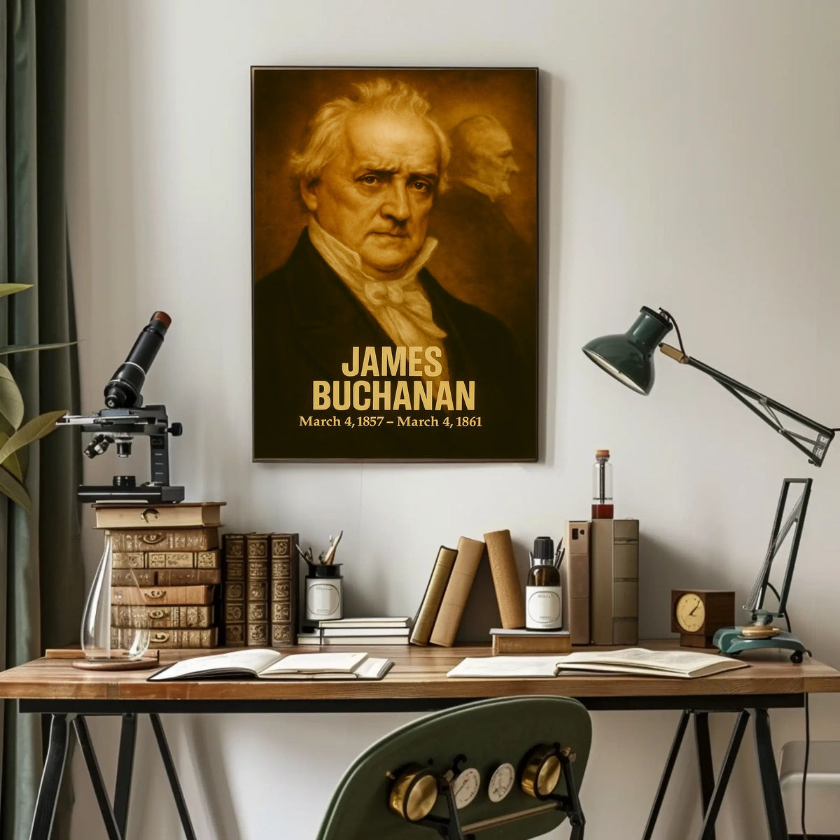 James Buchanan Vintage Poster Wall Art Analog Film Aesthetic Presidential Portrait Historical Print
