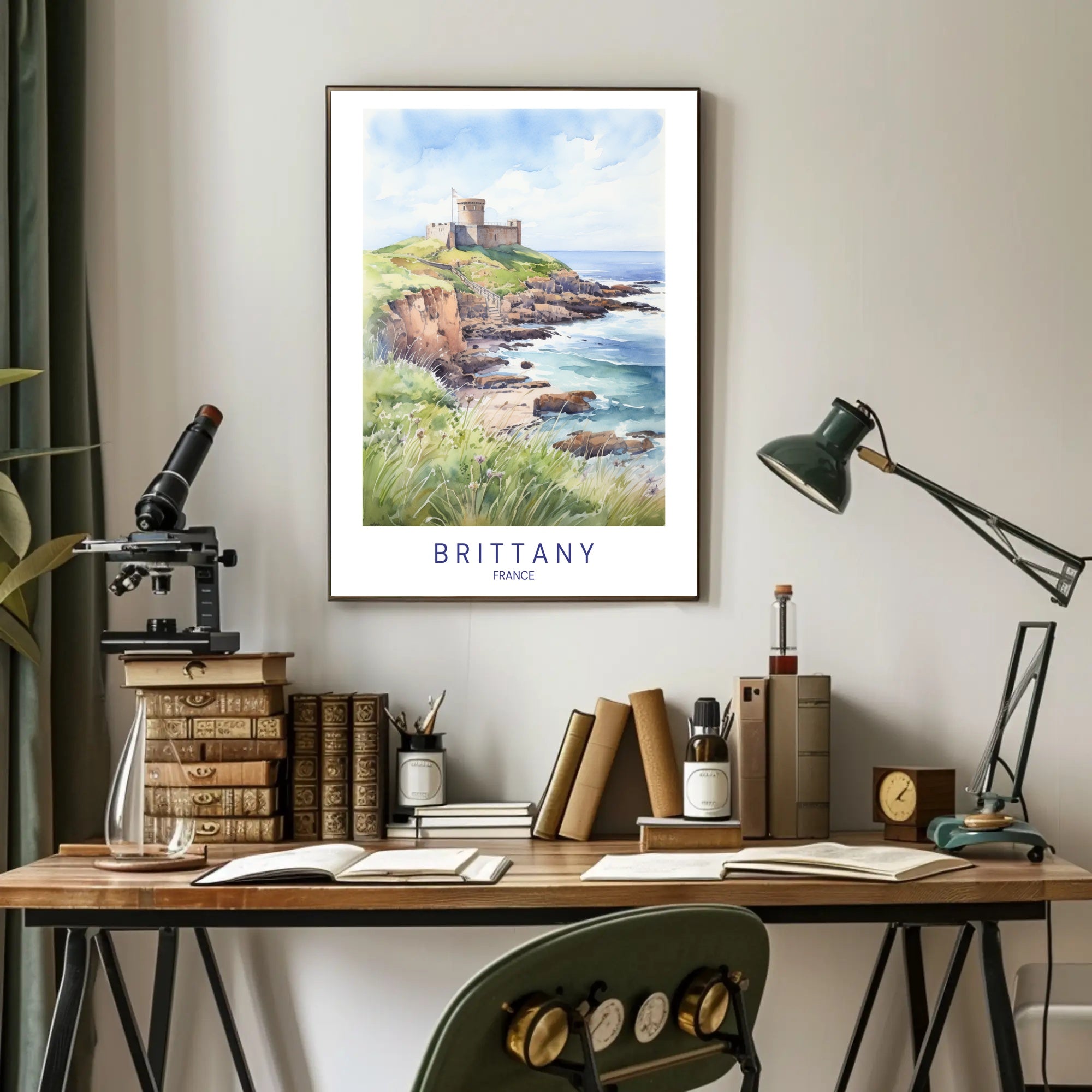 Brittany Coastal Castle Scenic Travel Poster PosterGoat