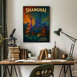 Shanghai's Vibrant Fusion Cityscape Urban or Cityscape Poster PosterGoat