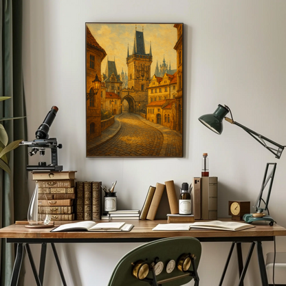 Prague Castle Gate Vintage Travel Poster