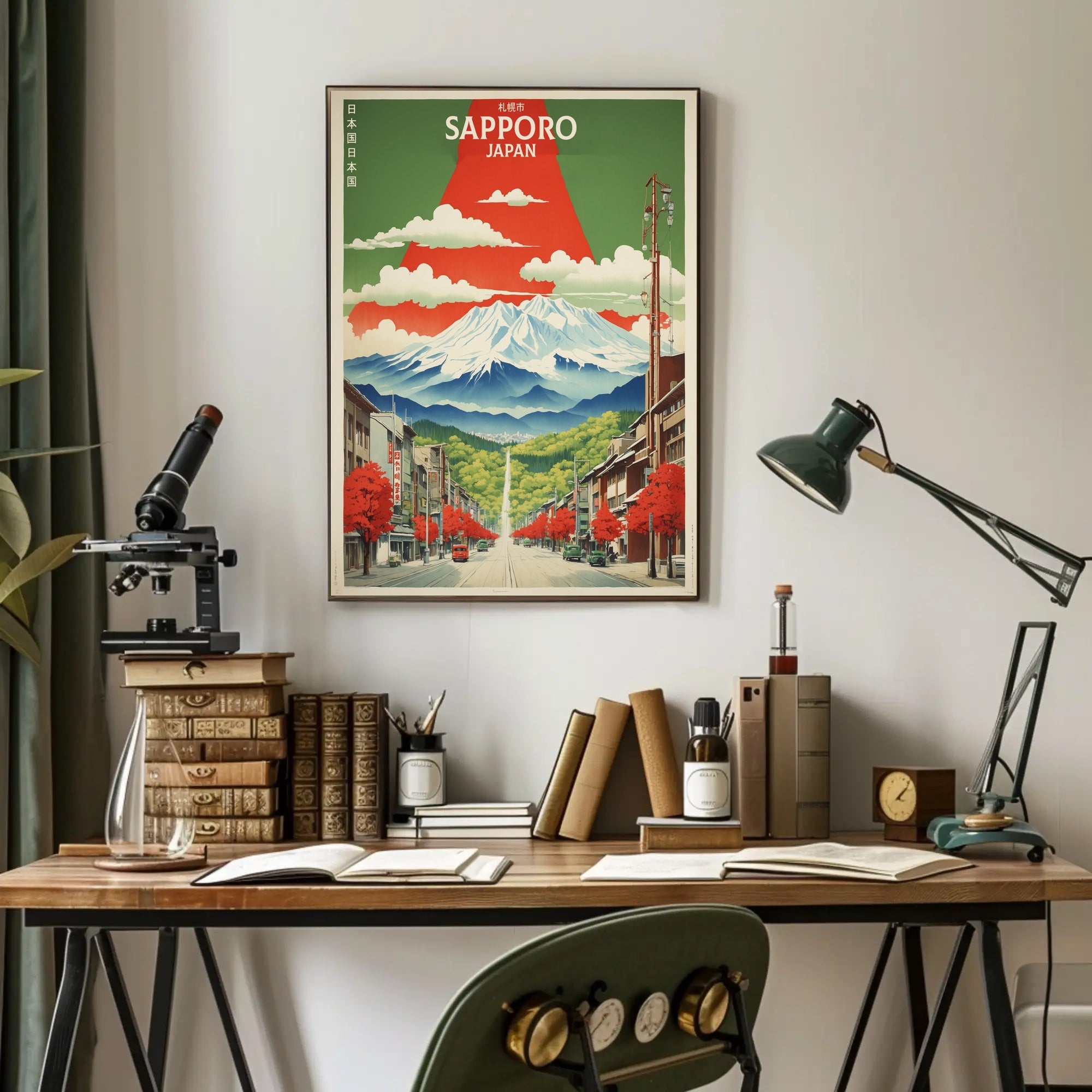 Stylized Sapporo Japan Travel Poster Wall Art Print