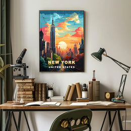 New York City Urban Skyline Poster Modern Wall Art