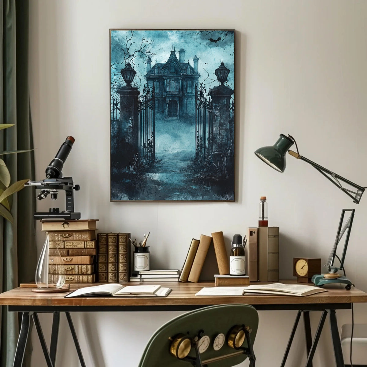 Haunting Gothic Mansion Artistry Poster - Cultural or Heritage Poster
