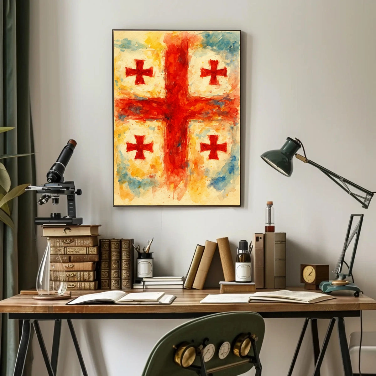 Vibrant Crosses Abstract Watercolor Poster