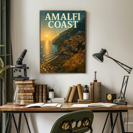 Amalfi Coast Sunset Poster 18x24 Premium Wall Art Decor