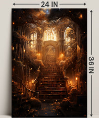Enchanted Library Staircase Poster