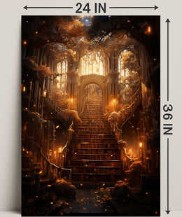 Enchanted Library Staircase Poster
