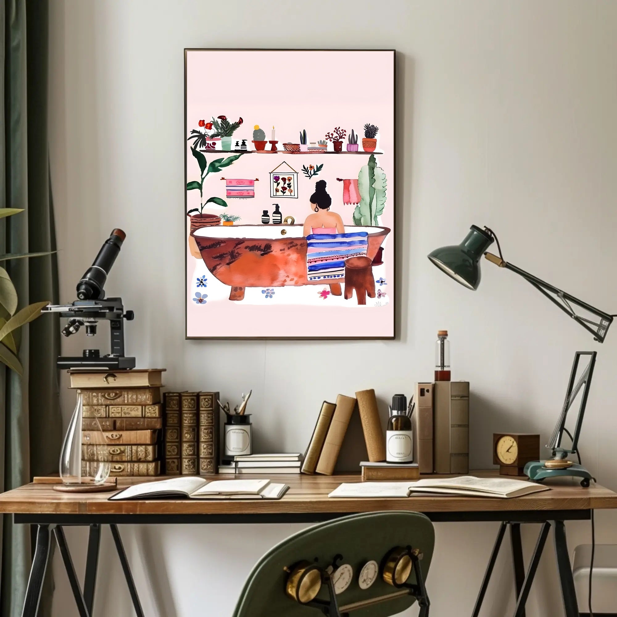 Serene Bath Time Poster