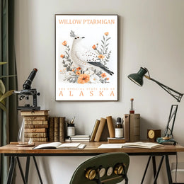 Willow Ptarmigan Alaska Nature Art Poster Print