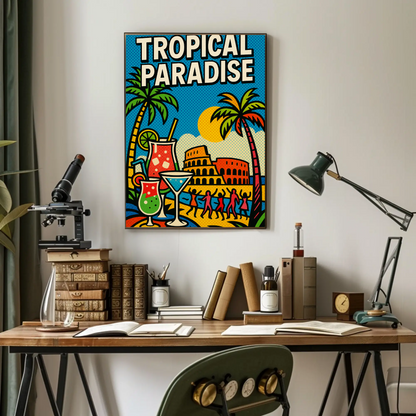 Tropical Paradise Pop Art Cocktail Beach Poster Poster