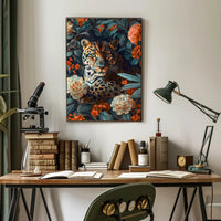 Majestic Leopard Floral Wall Art Print