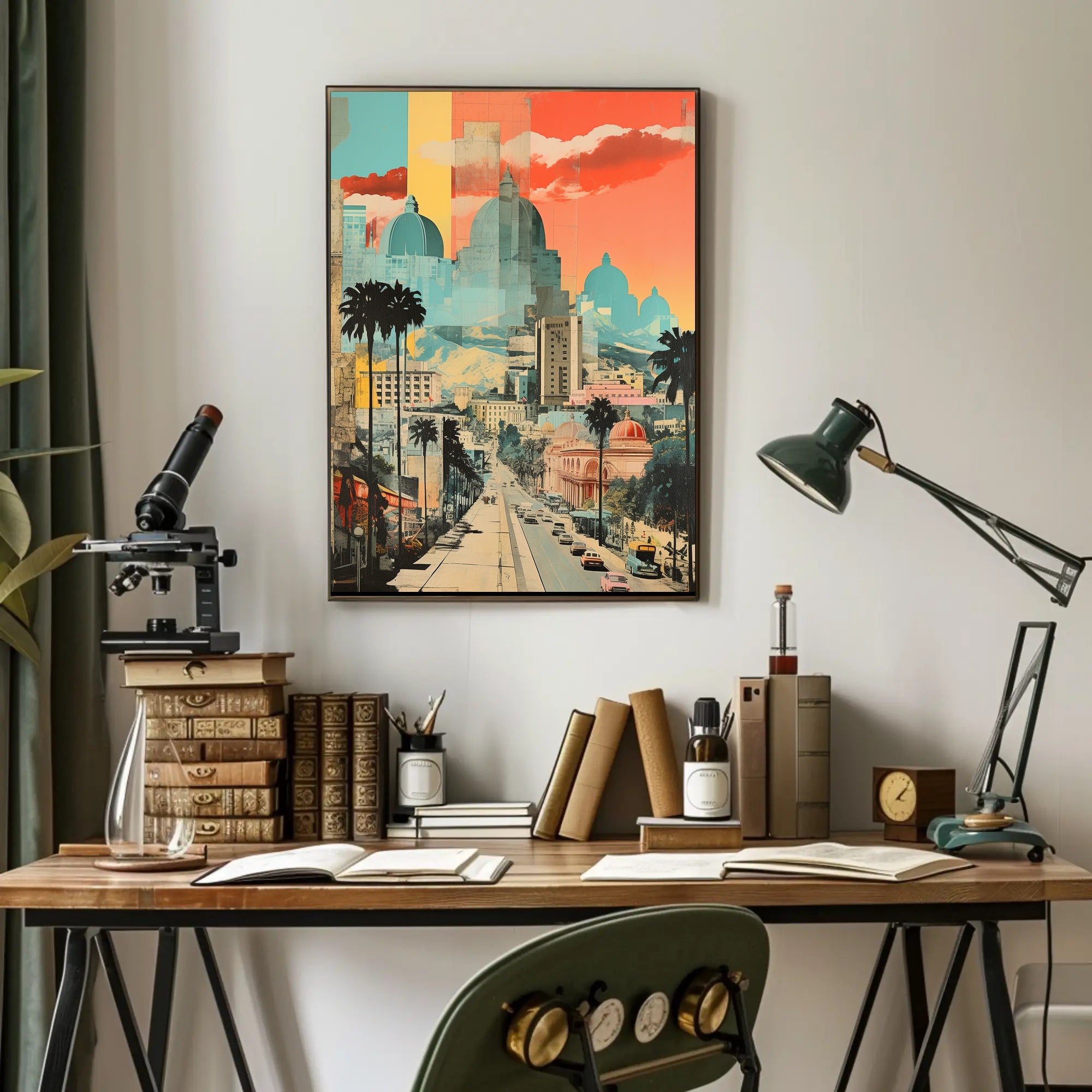 Urban Vibrance: Classic Meets Modern Architectural Travel Poster