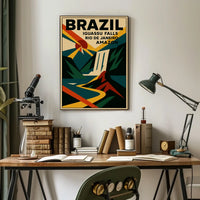 Vintage Brazil Travel Poster: Iguassu & Rio Adventure