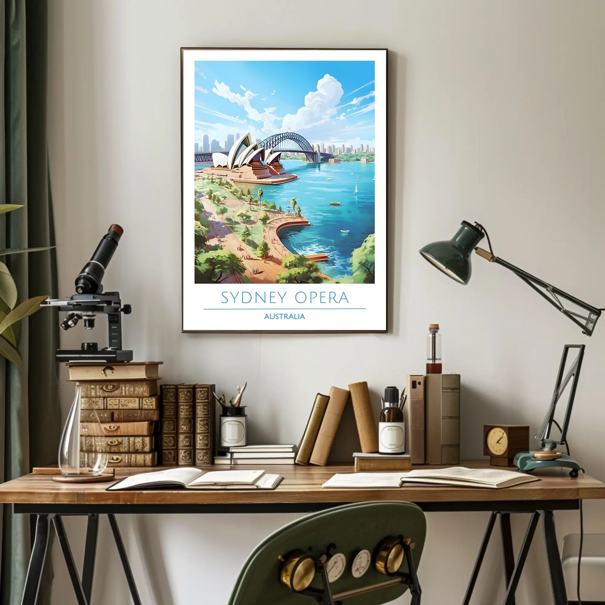 Sydney's Iconic Beauty: Opera House and Bridge Travel Poster