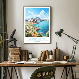 Sydney's Iconic Beauty: Opera House and Bridge Travel Poster