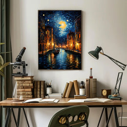 Moonlit Venetian Canal Poster