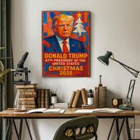Stylized Presidential Portrait: Christmas 2025 Political Poster
