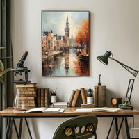 Impressionistic European Canal Scene with Historic Architecture - Urban or Cityscape Poster