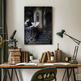 Mystical Evening Reading by Moonlight Fantasy Poster PosterGoat