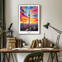 Berlin Skyline At Sunset Poster