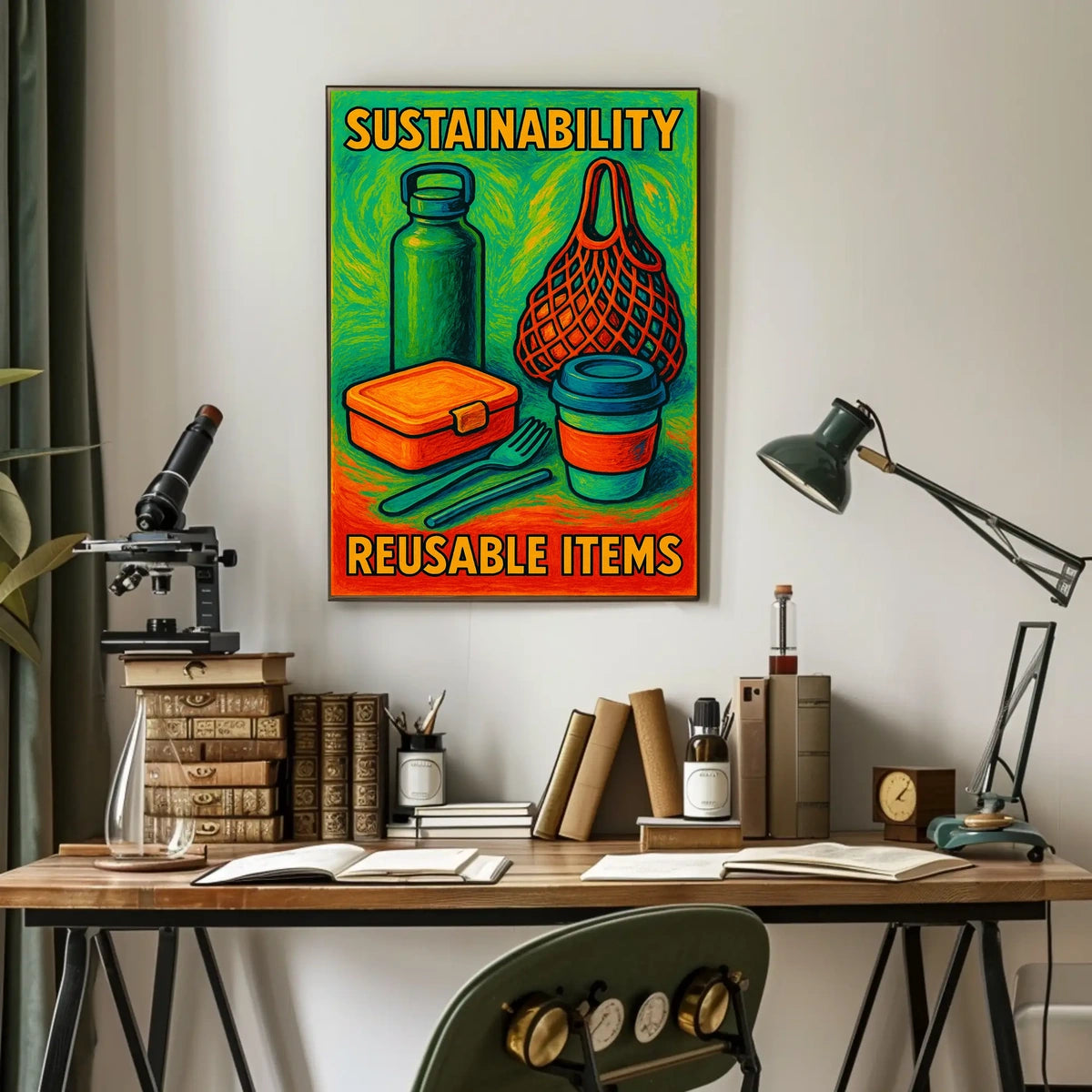 Sustainability Reusable Items Poster