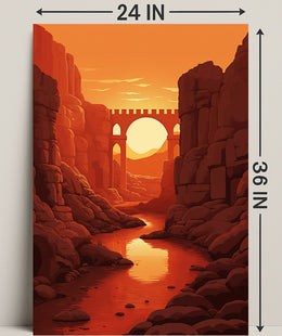 Sunset Over The Canyon Bridge Poster PosterGoat